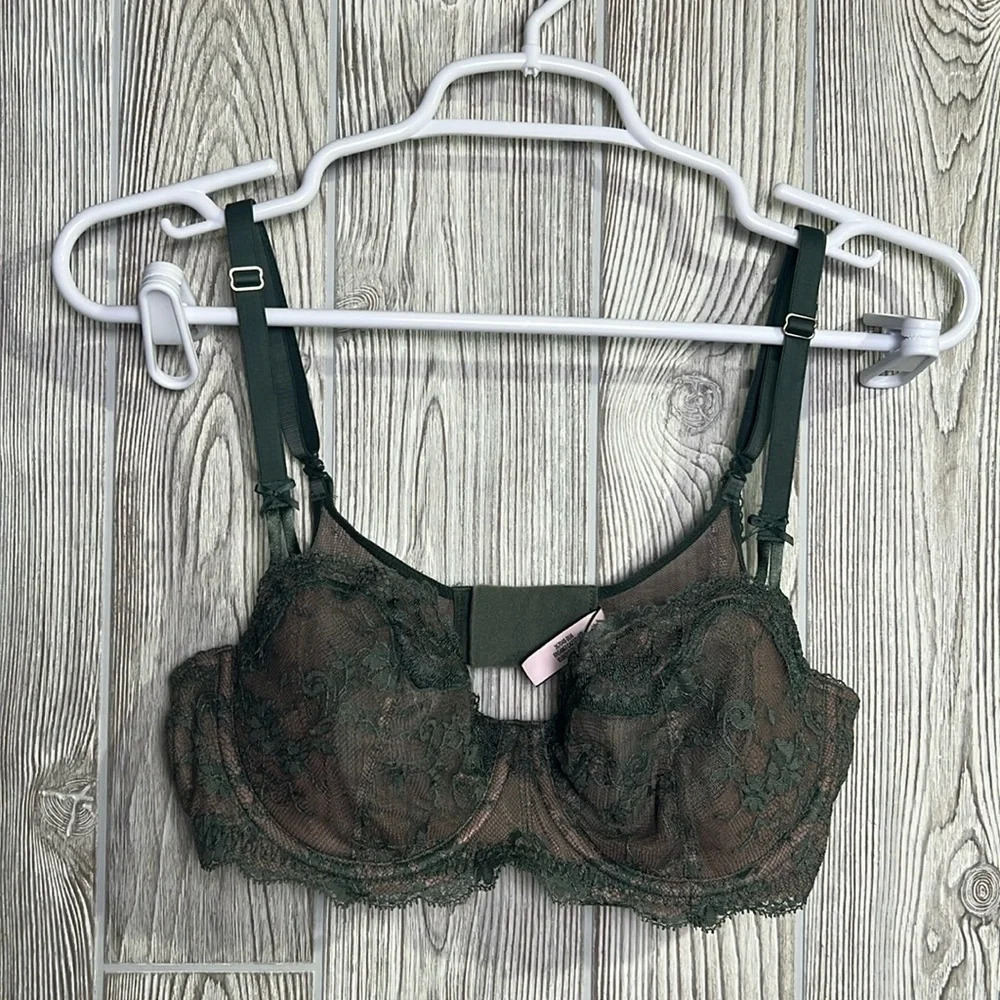 Women Victoria Secret Lace Bra Green Size 36 C